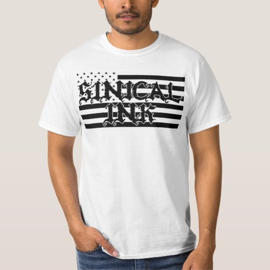 Schwarzweiss-Sinical Tinte hergestellt in Amerika T-Shirt (Vorderseite)