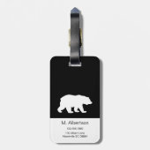 Schwarzweiss-Skript-Mutter Bear Silhouette Gepäckanhänger (Rückseite vertikal)