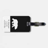 Schwarzweiss-Skript-Mutter Bear Silhouette Gepäckanhänger (Rückseite horizontal)