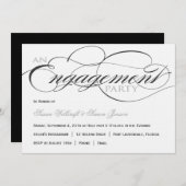 Schwarzweiss-Skript-Verlobungs-Party Einladung (Vorne/Hinten)