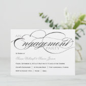 Schwarzweiss-Skript-Verlobungs-Party Einladung (Stehend Vorderseite)