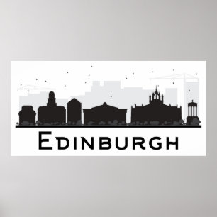 Schwarzweiss-Skyline Edinburghs Schottland   Poster