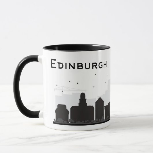 Schwarzweiss-Skyline Edinburghs Schottland | Tasse (Links)