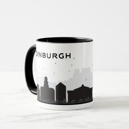 Schwarzweiss-Skyline Edinburghs Schottland | Tasse (Vorderseite Links)