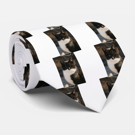 Schwarzweiss-Smokings-Miezekatze Krawatte (Gerollt)