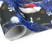 Schwarzweiss-Smokingskatzenweihnachtshutlametta Geschenkpapier (Rolleneckpunkt)