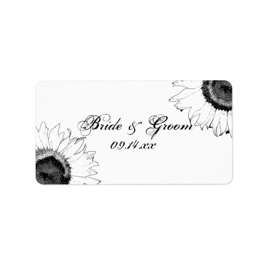 Schwarzweiss-Sonnenblume-Gastgeschenk Adressaufkleber