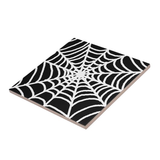 Schwarzweiss-Spinnennetz Fliese (Seite)