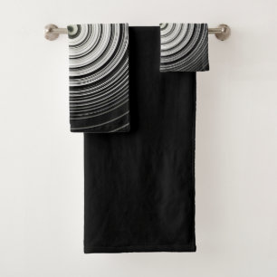 Schwarzweiss-Spirale Badhandtuch Set