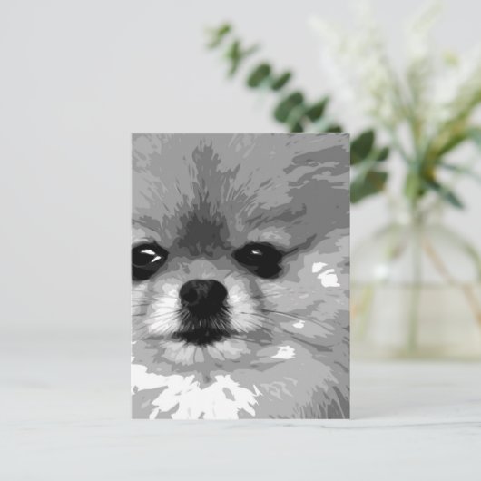 Schwarzweiß-Spitz Postkarte (Stehend Vorderseite)