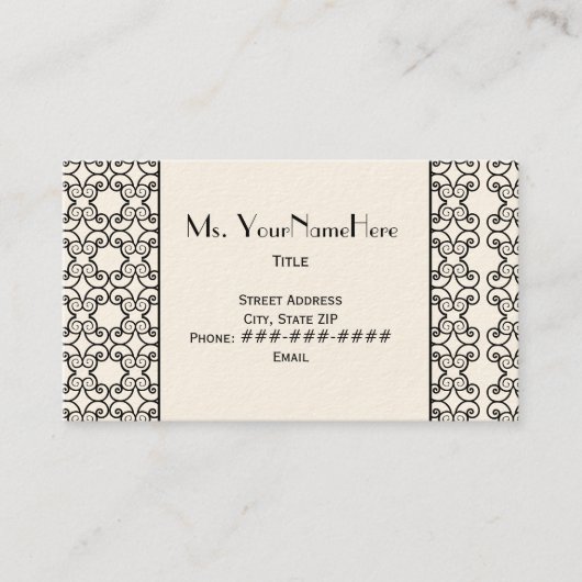 Schwarzweiss-Spitze-Visitenkarte Visitenkarte (Vorderseite)