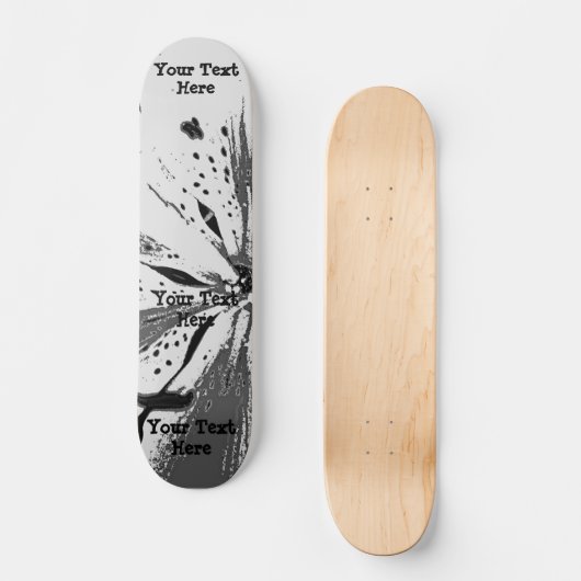 Schwarzweiss spritzt abstrakte Straßenkunstart Skateboard (Vorderseite)