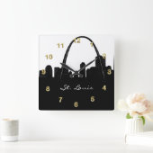 Schwarzweiss-St.- LouisSkyline Quadratische Wanduhr (Zuhause)