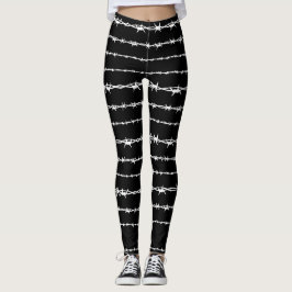 Schwarzweiss-Stacheldraht Leggings