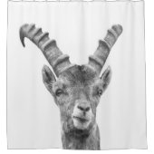 Schwarzweiss-Steinbock Duschvorhang (Vorderseite)
