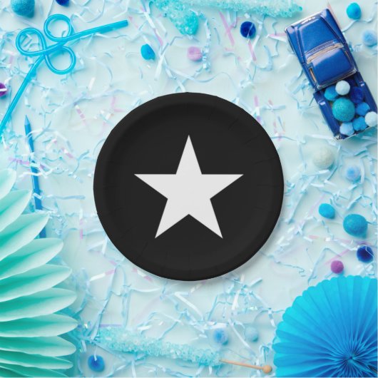 Schwarzweiss-Stern Pappteller (Party)