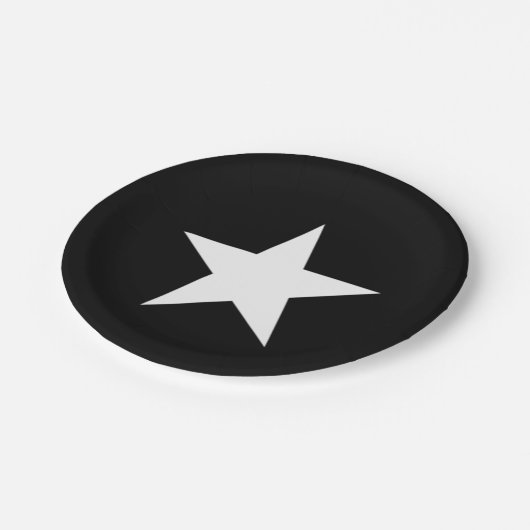 Schwarzweiss-Stern Pappteller (Schrägansicht)