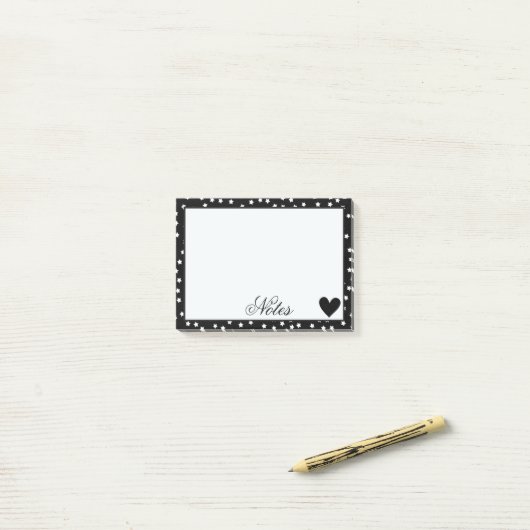 Schwarzweiss-Sterne Post-it Klebezettel (Auf Schreibtisch)