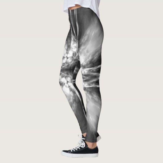 Schwarzweiß-Sternexplosion Leggings (Links)