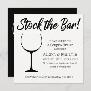 Schwarzweiß-Stock die Bar Script Couples Dusche Einladung