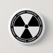 Schwarzweiss-Strahlungs-Symbol-Knopf Button (Vorderseite)