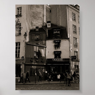 Schwarzweiß-Straßenfotografie in Paris Poster