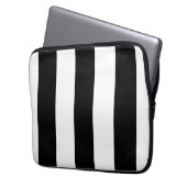 Schwarzweiss-Streifen - Laptop-Hülse Laptopschutzhülle (Vorderseite Links)