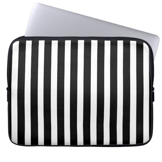 Schwarzweiss-Streifen Laptopschutzhülle (Vorderseite)
