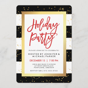 Schwarzweiss-Streifen mit Feiertags-Party des Einladung