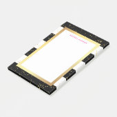 Schwarzweiss-Streifen mit Imitat-Gold und Rosa Post-it Klebezettel (angewinkelt)