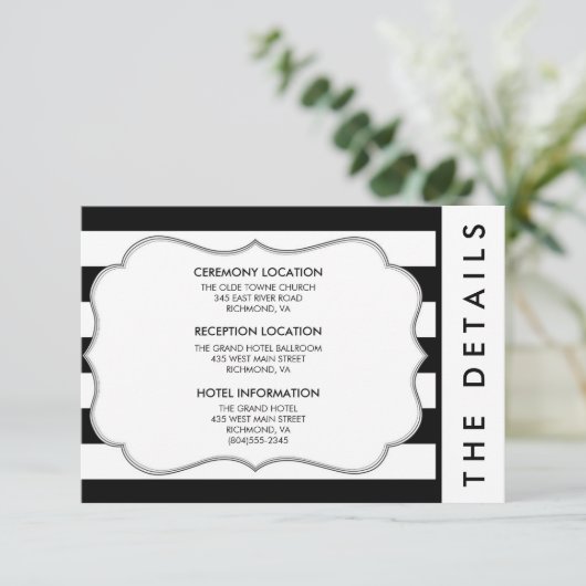 Schwarzweiss-Streifen-moderne Begleitkarte (Stehend Vorderseite)