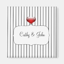 Schwarzweiss-Streifen-moderne Hochzeit Magnet