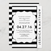 Schwarzweiss-Streifen-moderne Hochzeits-Einladung Einladung (Vorne/Hinten)