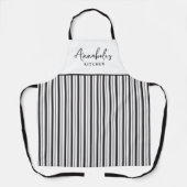 Schwarzweiß-Streifen Modernes Skript Personalisier Schürze (Vorderseite)