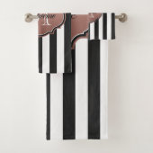 Schwarzweiss-Streifen-Monogramm Badhandtuch Set (Insitu)