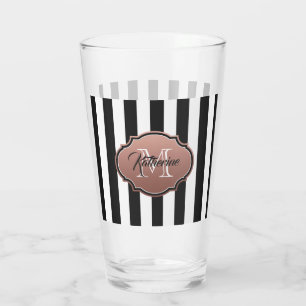 Schwarzweiss-Streifen-Monogramm Glas