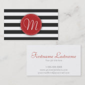 Schwarzweiss-Streifen-Monogramm-Visitenkarte Visitenkarte (Vorne/Hinten)