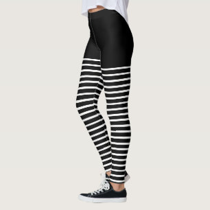 Schwarzweiss-Streifen-Muster Striped Leggings