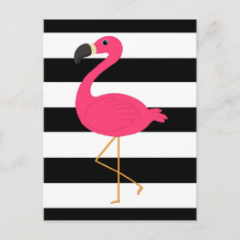 Schwarzweiss-Streifen-Rosa-Flamingo Postkarte