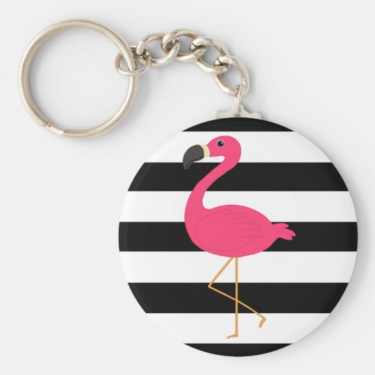 Schwarzweiss Streifen Rosa Flamingo Schlusselanhanger Zazzle De