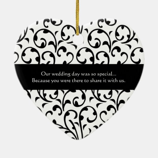 Schwarzweiss-Strudel-Damast-Hochzeits-Verzierung Keramikornament (Hinten)