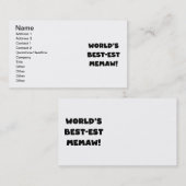 Schwarzweiss-T - Shirts des Gut-est Memaw der Welt Visitenkarte (Vorne/Hinten)