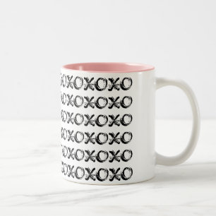 Schwarzweiss-Tasse des Entwurfs-XOXO Zweifarbige Tasse