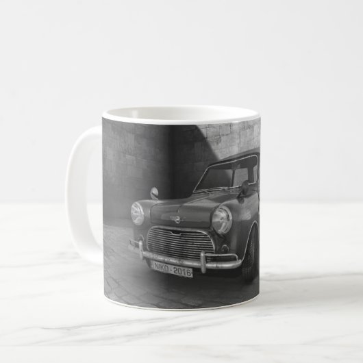 Schwarzweiss-Tasse des Vintagen Kaffeetasse (Vorderseite Links)