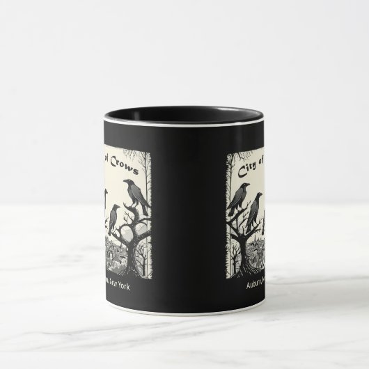 Schwarzweiß-Tasse mit City of Crows Graphic Tasse (Zentrum)