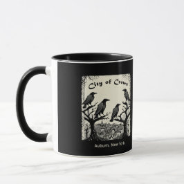 Schwarzweiß-Tasse mit City of Crows Graphic Tasse