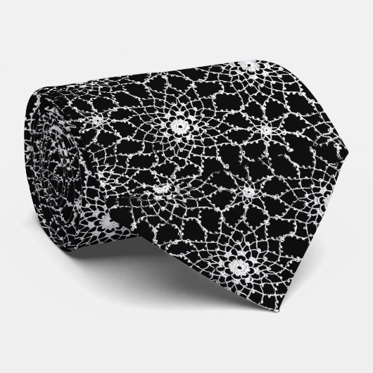 Schwarzweiss-Tatted Spitze-Krawatte Krawatte (Gerollt)