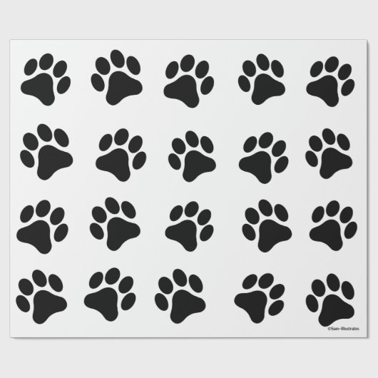 Schwarzweiss-Tatzen-Druck-Muster-Packpapier Geschenkpapier (Flach)