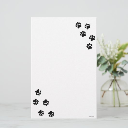 Schwarzweiss-Tatzen-Druck-Muster stationär Briefpapier (Stehend Vorderseite)