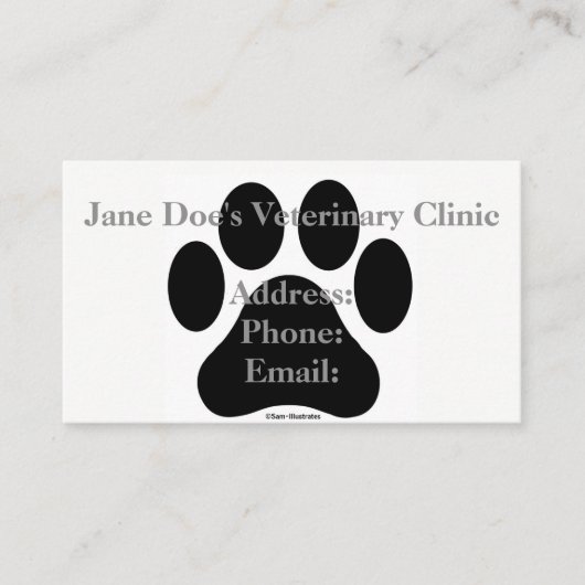 Schwarzweiss-Tatzen-Druck-Visitenkarte-Schablone Visitenkarte (Vorderseite)